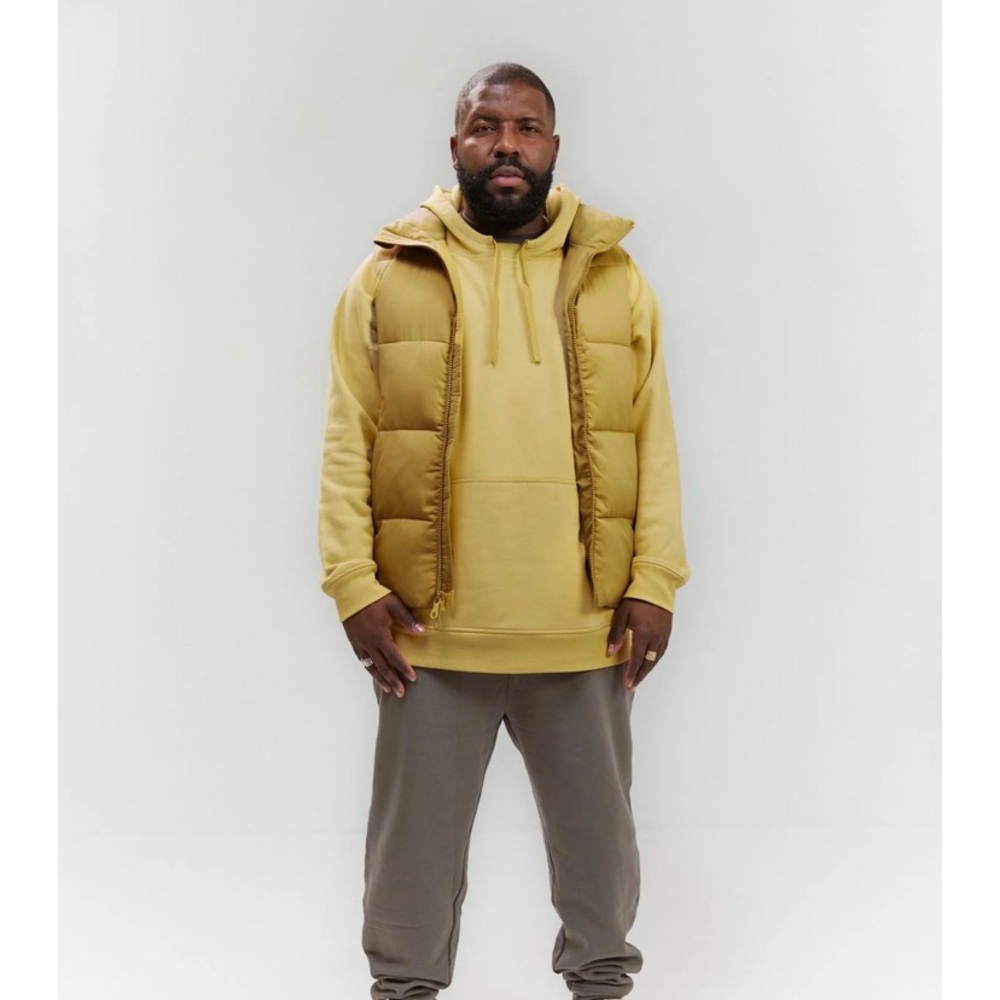 Girlfriend Collective puffer vest, Yellow.